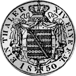 Rückseite Münze Silber Reichs Kurant Taler 1850